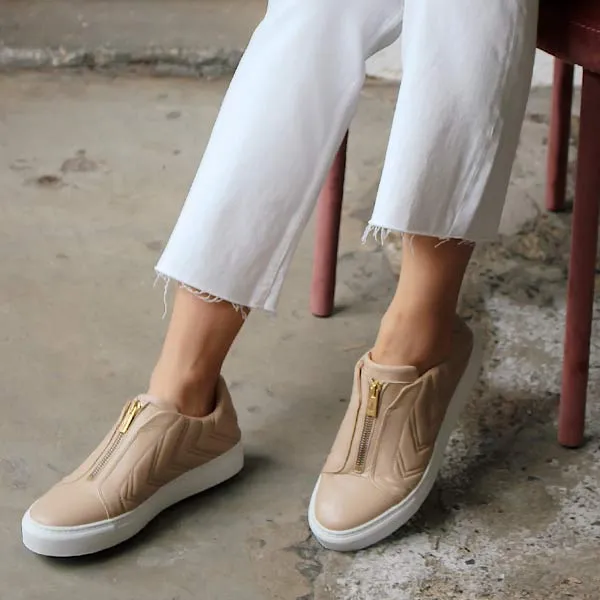 1461 Beige | Leather zip sneaker