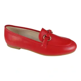 1692 - Red Soft Leather Flat Loafer for Girl/Teen/Women by London Kids