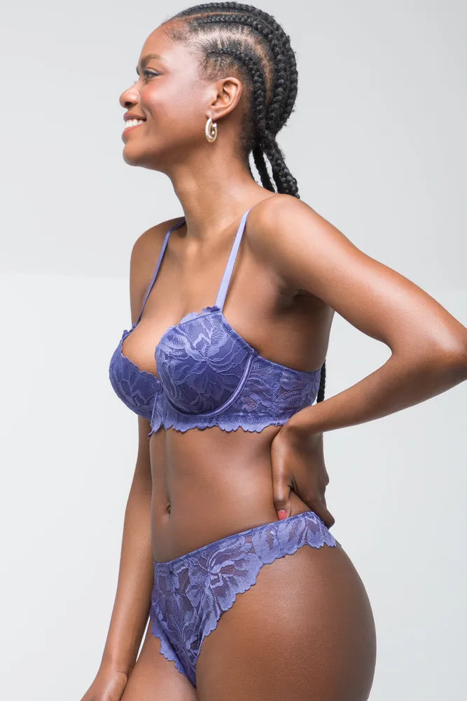 2 Pack Summer Lace Balconette Bra Blue