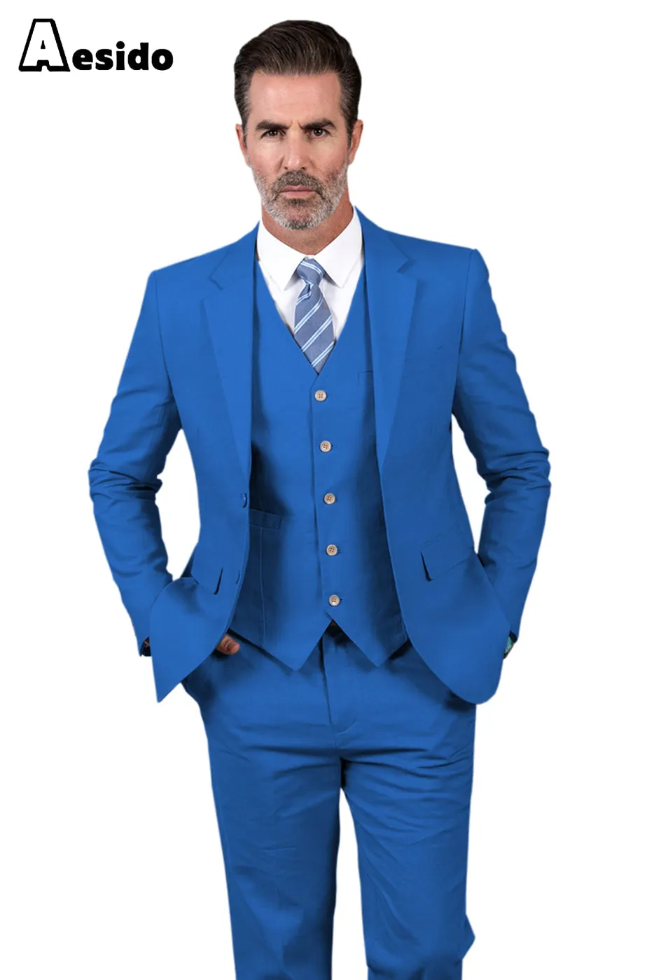 3 Piece Notch Lapel Men's Suit For Wedding (Blazer Vest Pants)