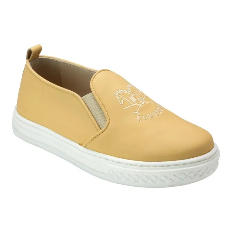 896 - Yellow Sahara Leather Sneaker for Girl by London Kids