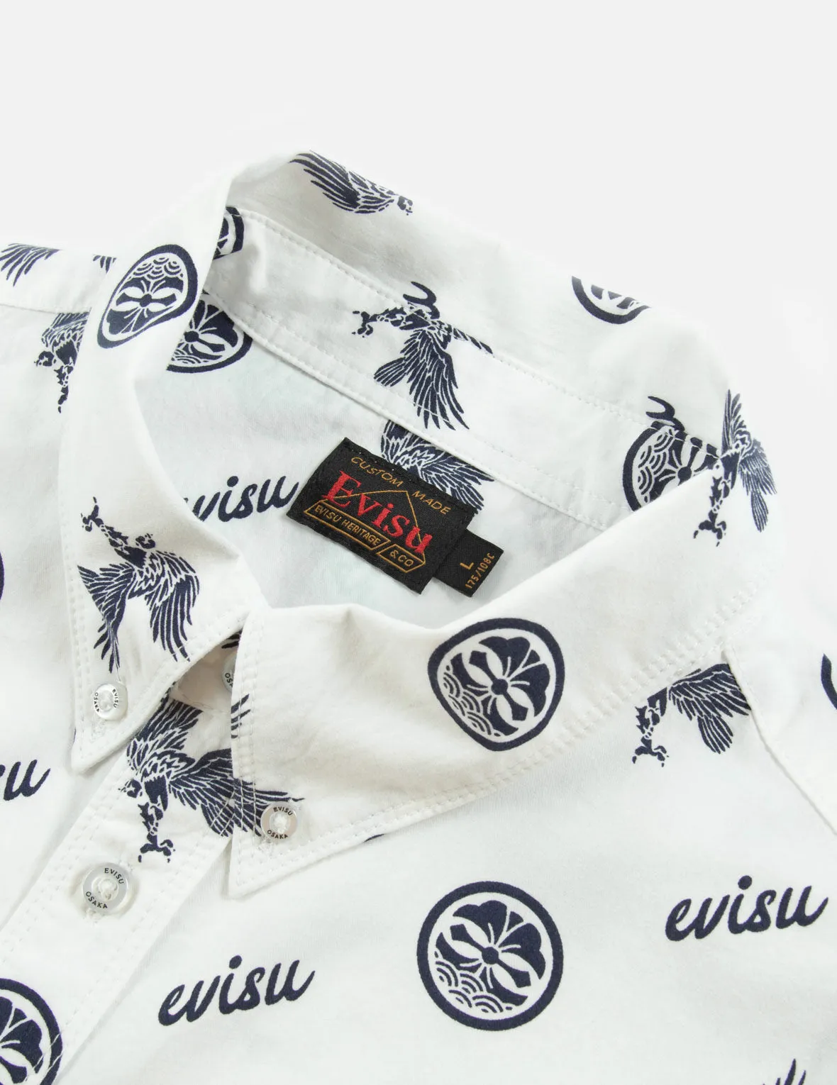 Allover Kamon and Eagle Print Shirt