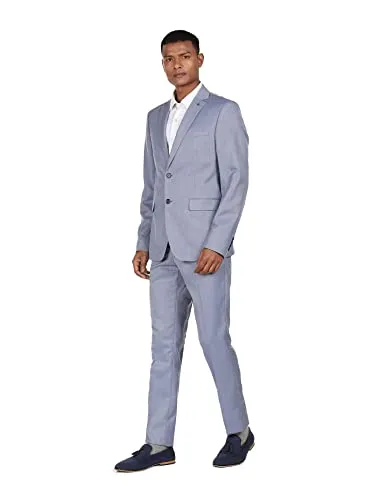 Arrow Men Blue Tailored Regular Fit Patterned Formal Suit