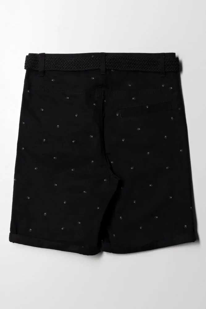 Belted Chino Shorts Black