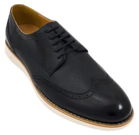 Black Men's Lace-Up Leather Wingtip Shoes Style-CARSON