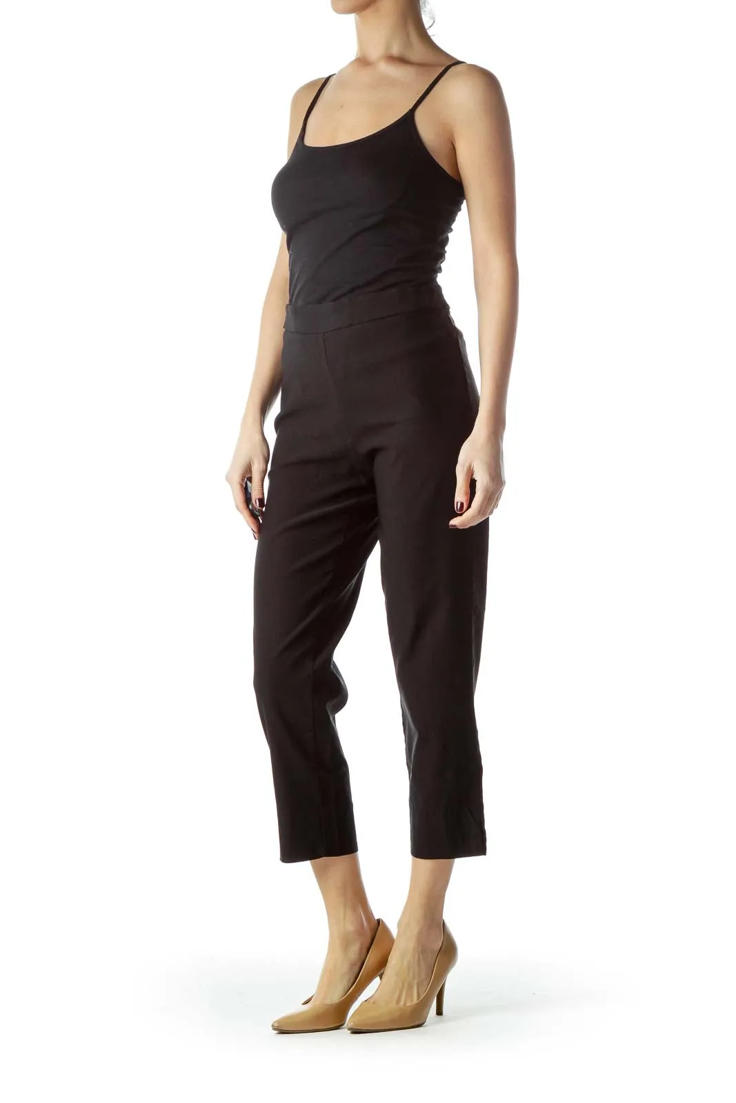 Black Stretch Cropped Pants