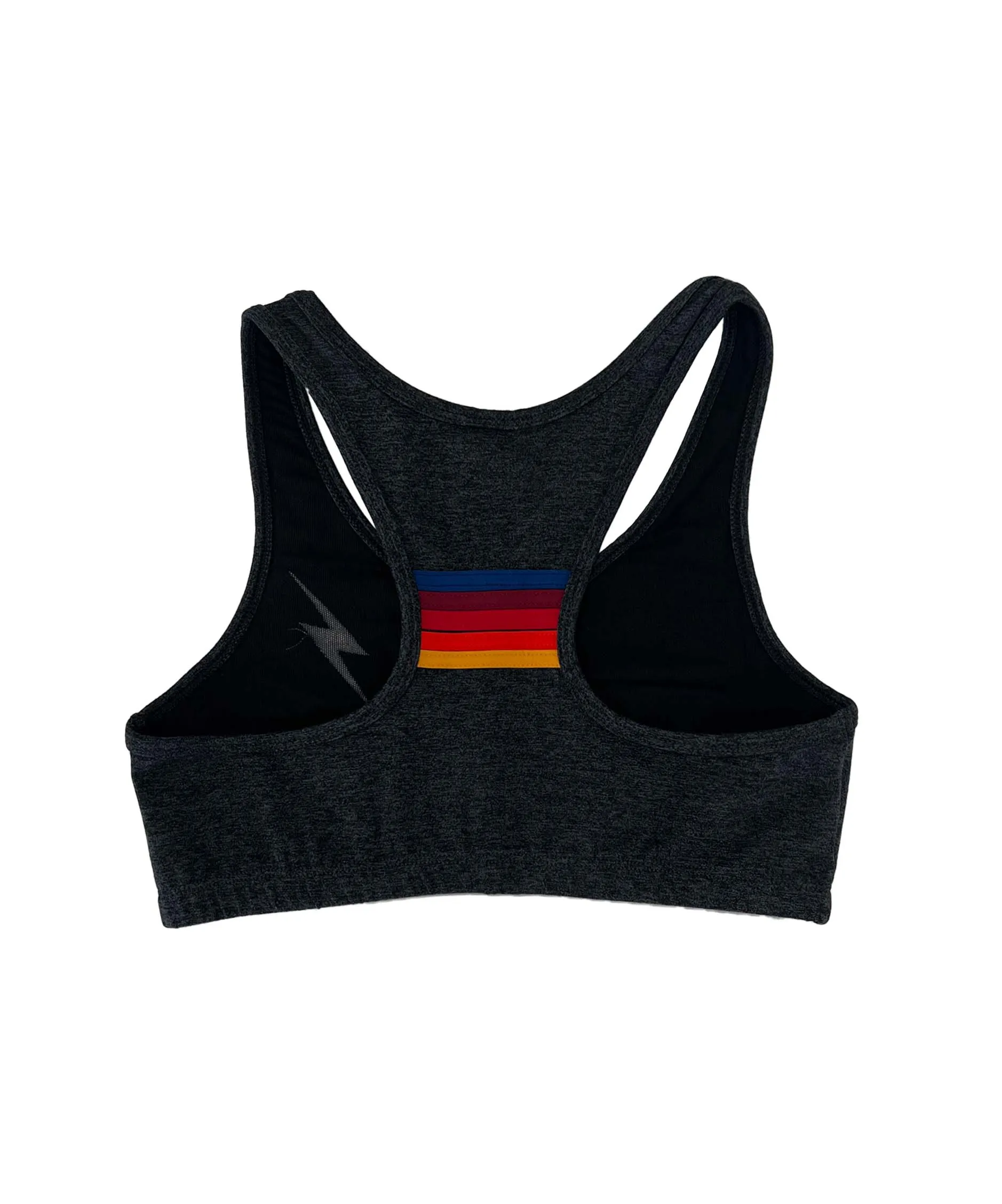 BOLT EMBROIDERY SPORTS BRA - CHARCOAL