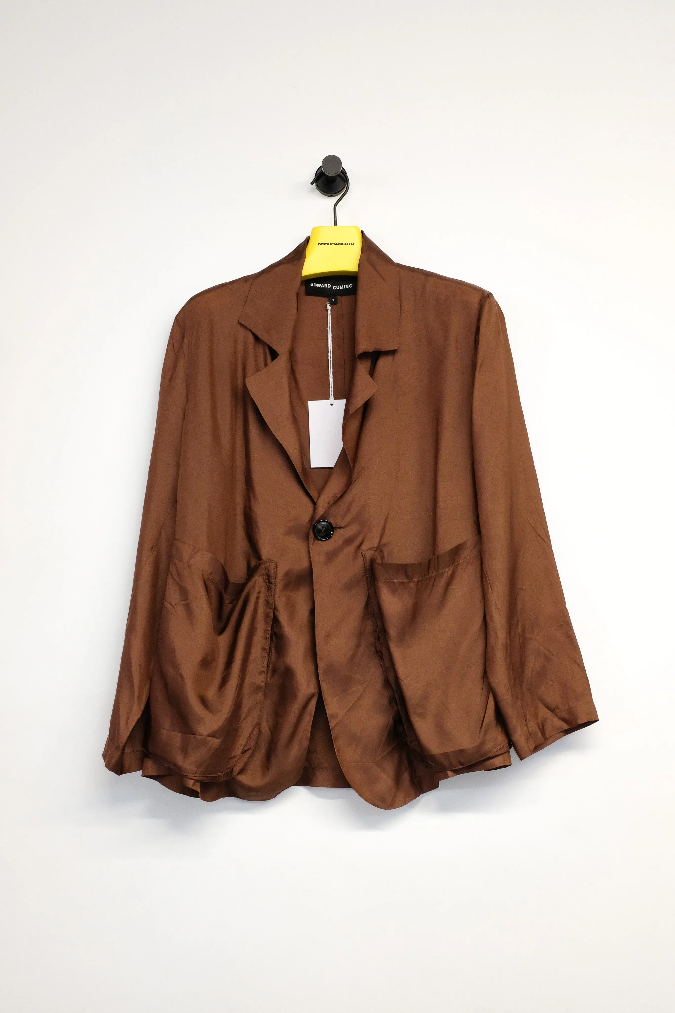 Brown Viscose Lining Cinched Sag Blazer