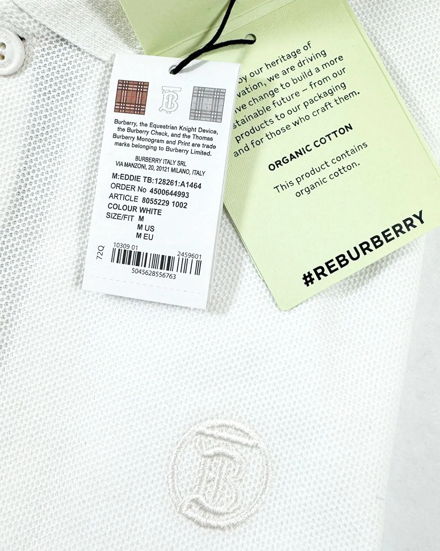 Burberry Men Polo Shirt Eddie White Cotton Regular Fit XXL - SALE