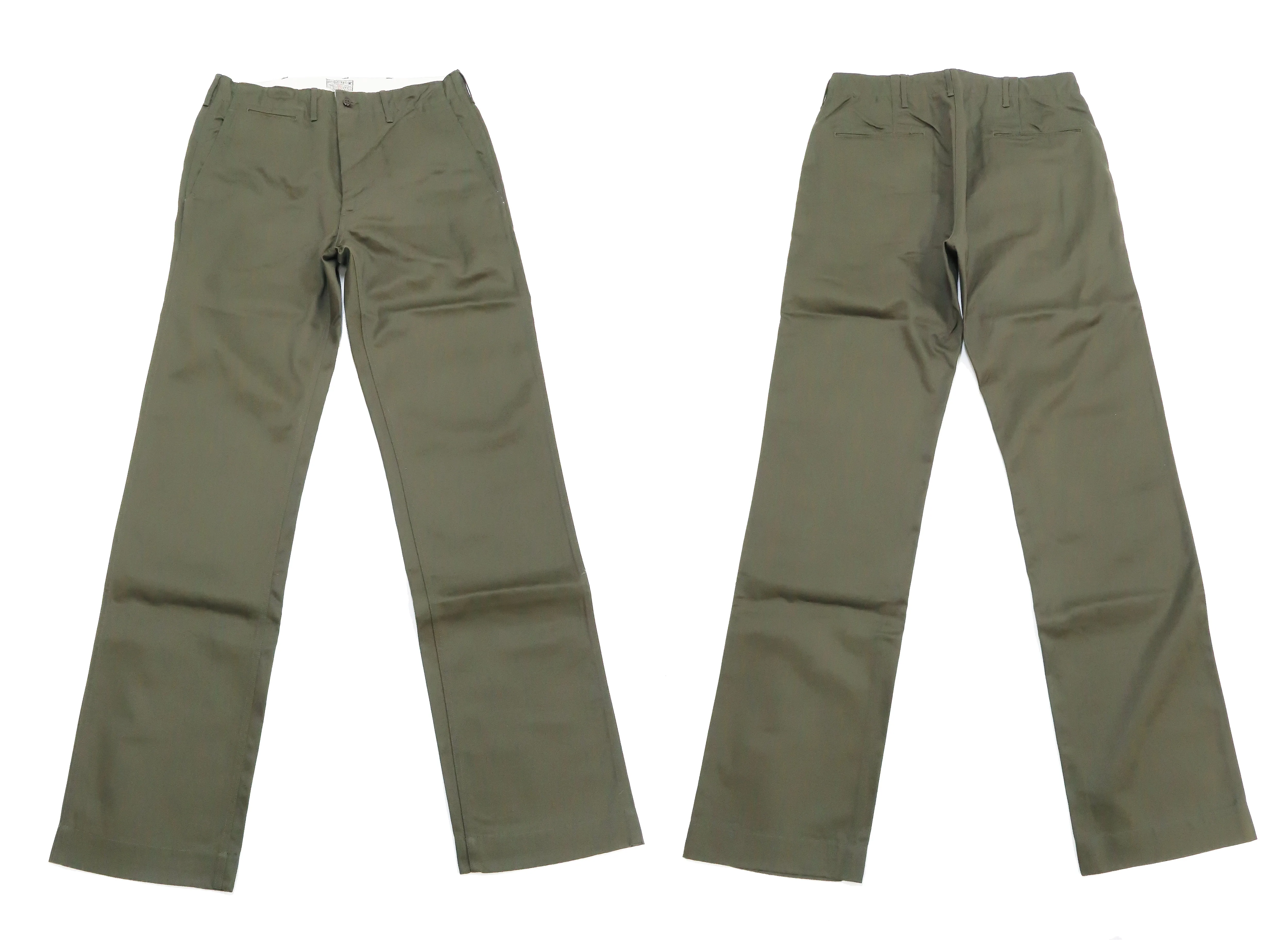 Buzz Rickson Trousers Men's Zip Fly Slimmer Fit US Army Chino Pants BR40025A 03 Olive