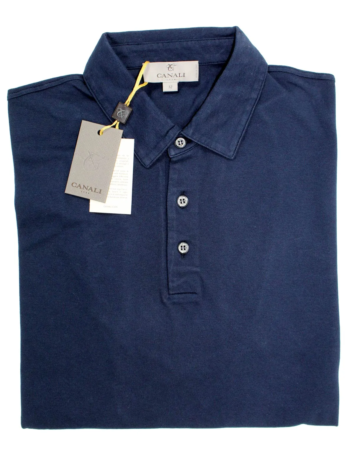 Canali Polo Shirt Navy Cotton Short Sleeve Polo Shirt 46 / XS