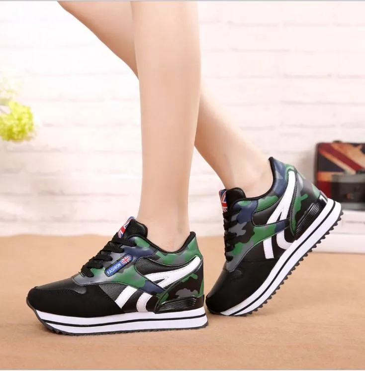 Casual Camouflage Round Toe Height-increasing Sport Sneakers