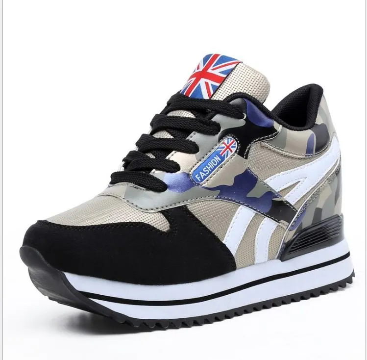 Casual Camouflage Round Toe Height-increasing Sport Sneakers