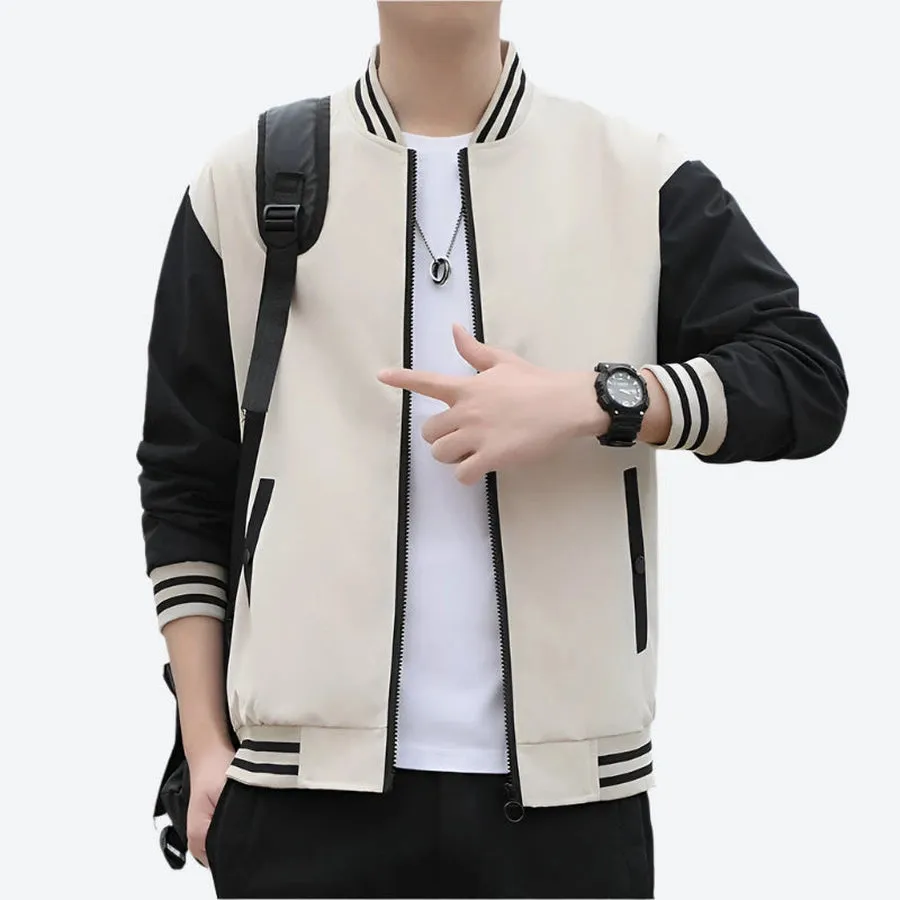 Casual Two-Tone Varsity Bomber Jackets