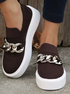 Chain Decor Slip-On Walking Sneakers