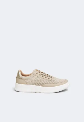 Choice Embroidered Metallic Sneakers Beige