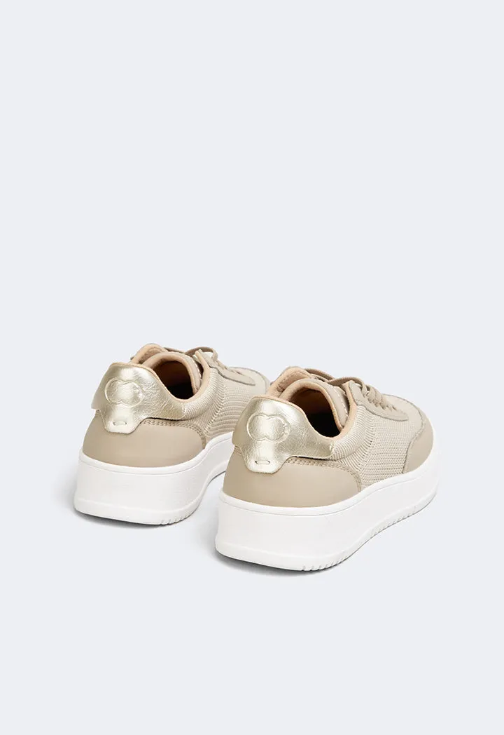 Choice Embroidered Metallic Sneakers Beige