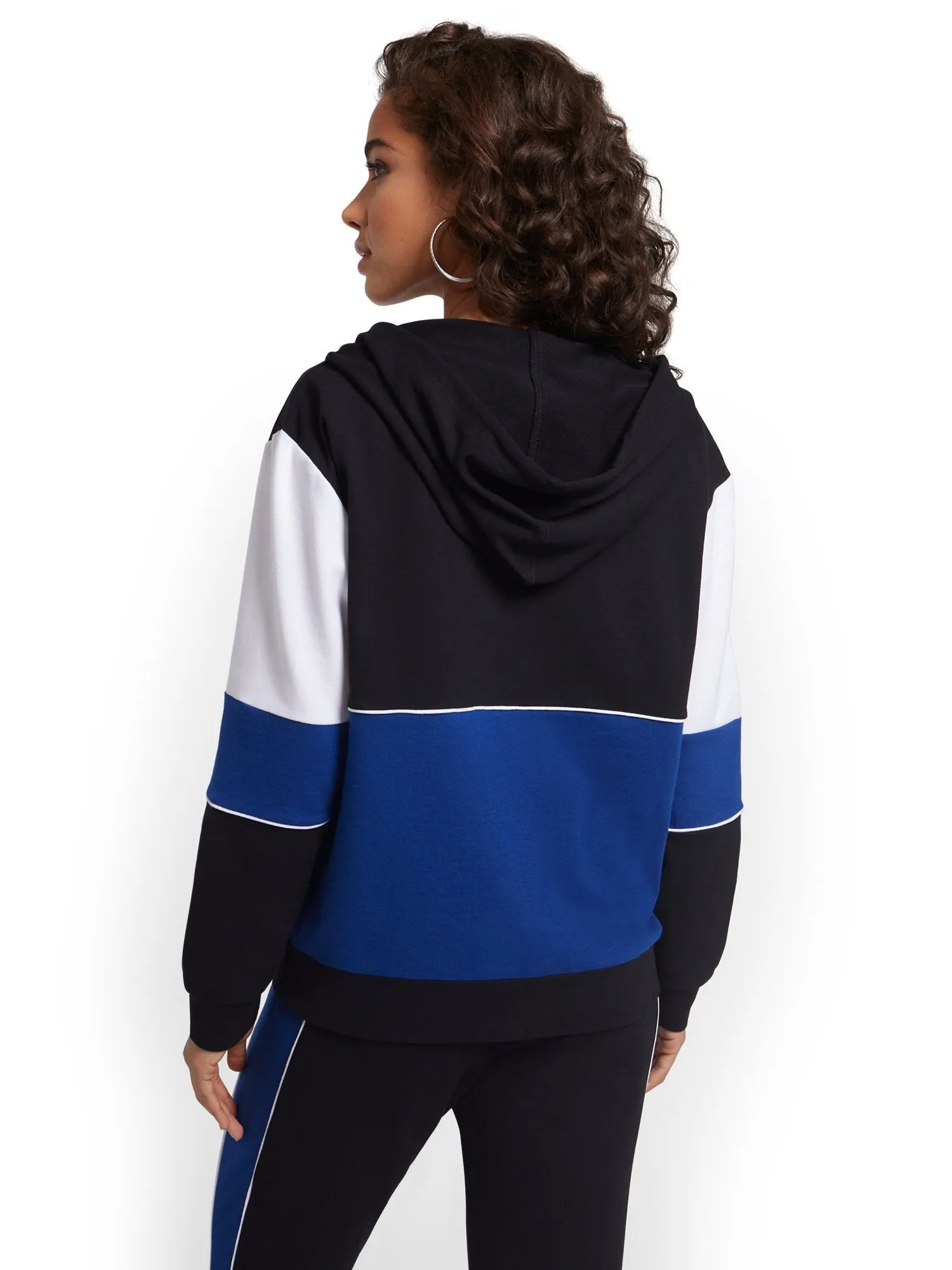 Colorblock Hooded Zip-Front Jacket