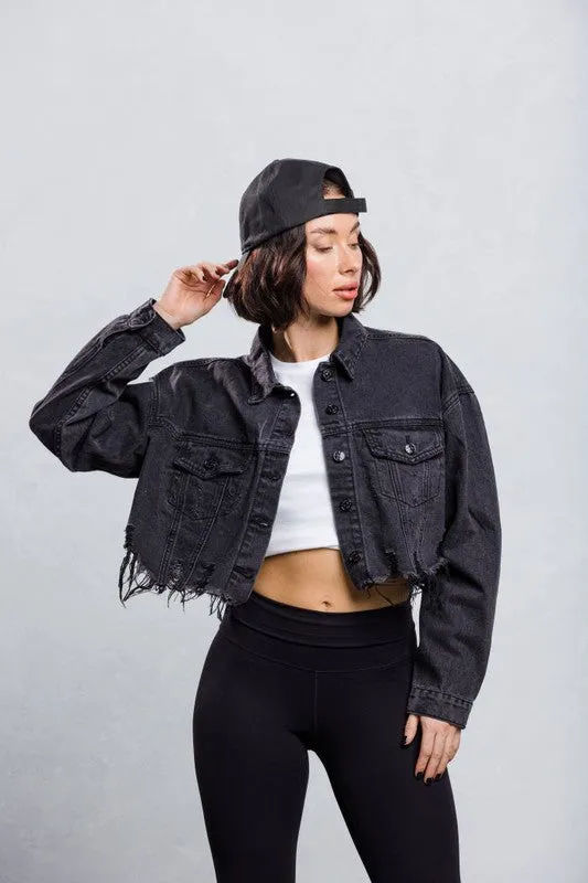 Cropped Denim 'Rock' Jacket