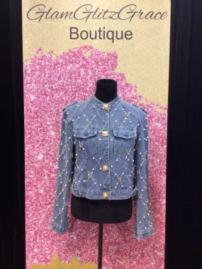 Denim Jacket With Beads and Pearls