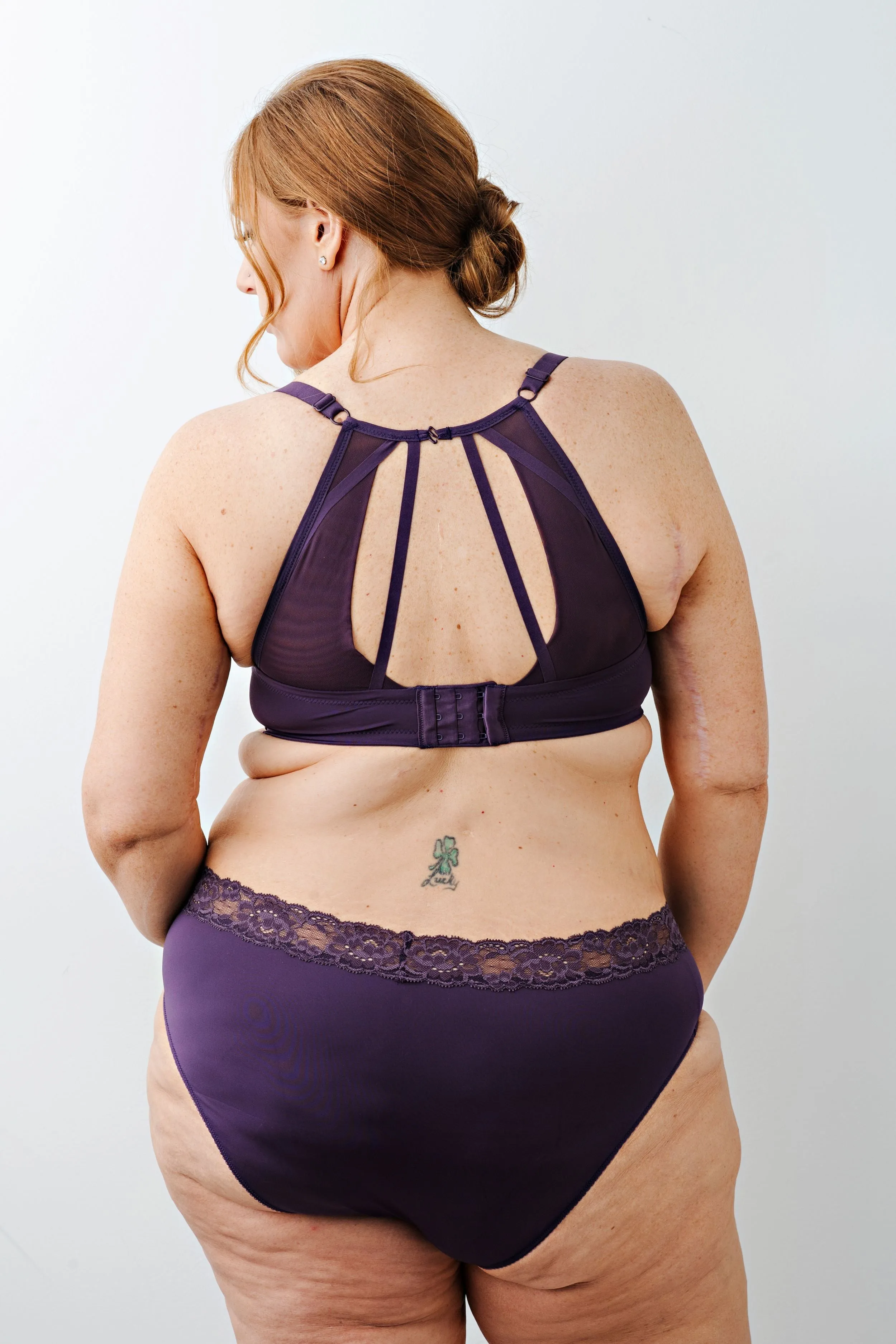 Devaney Strappy Sheer Back T-Shirt Bra in Plum Perfect