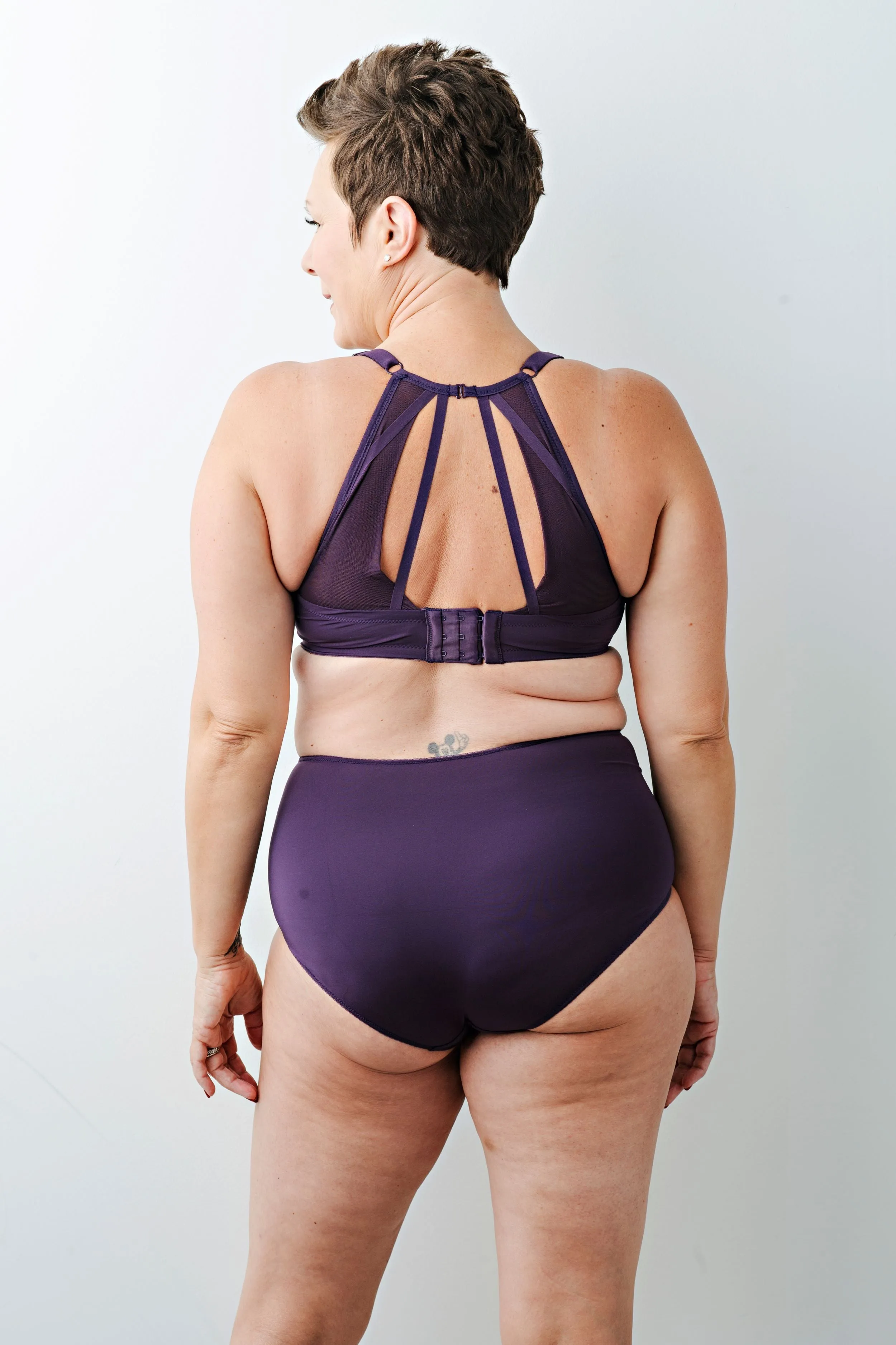 Devaney Strappy Sheer Back T-Shirt Bra in Plum Perfect