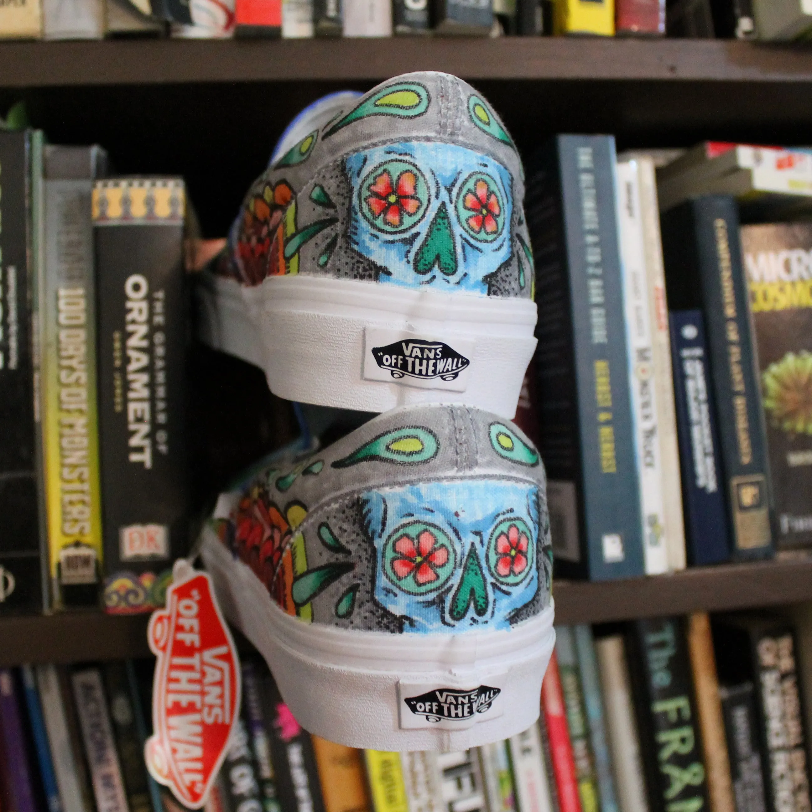 Dia de los Muertos Skull custom Vans Slip On Sneakers