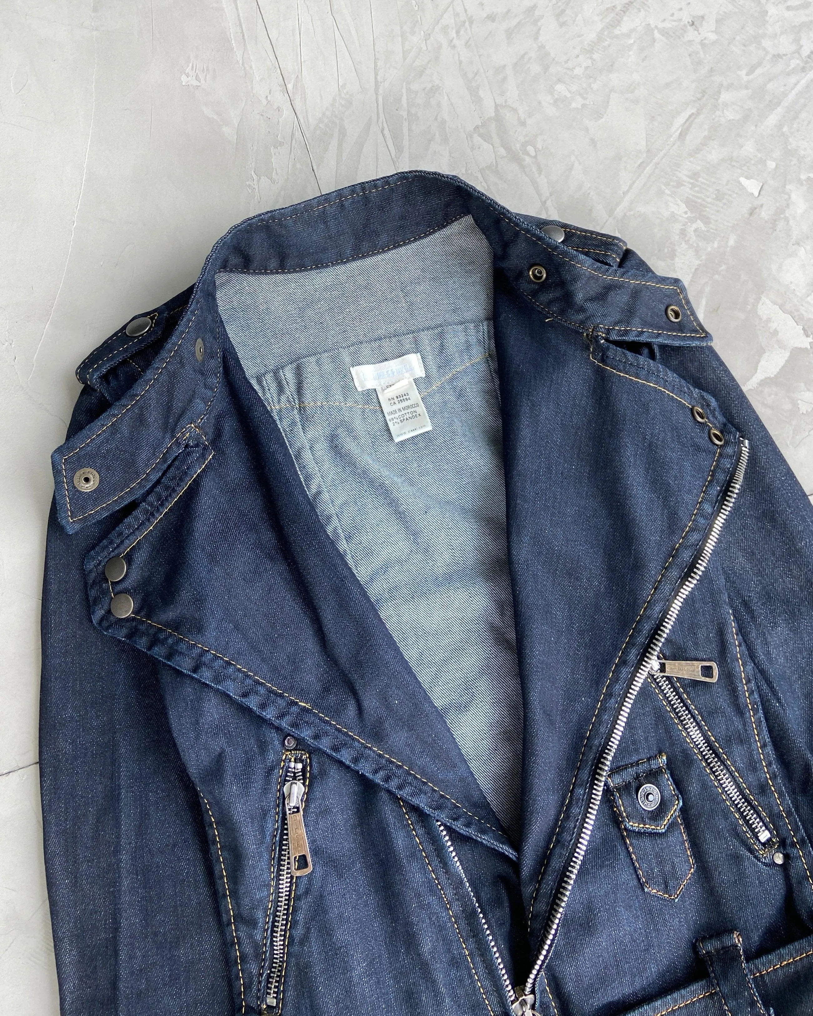 DIESEL 2000'S DENIM ASYMMETRIC JACKET - XS