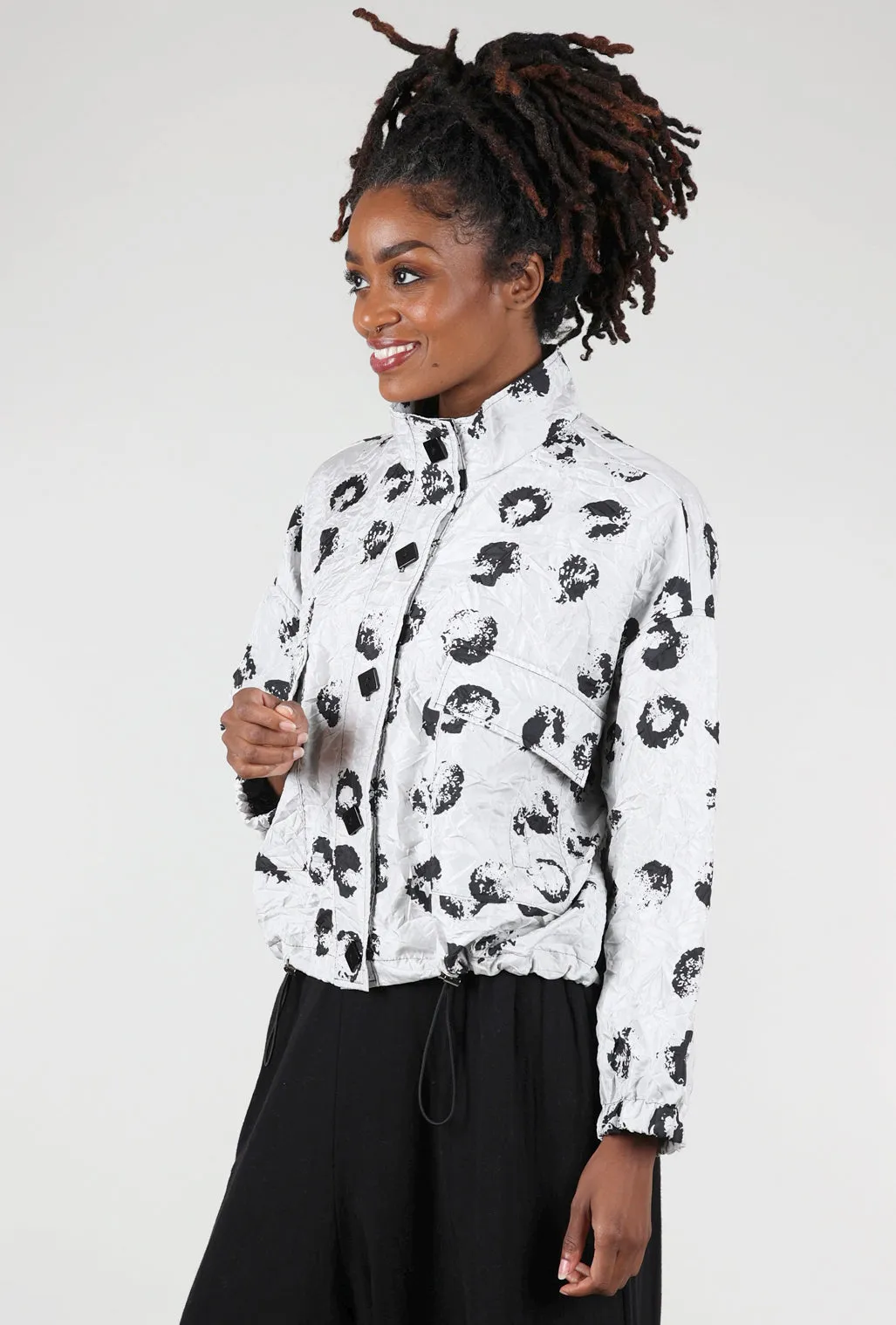 Dot Bomber Jacket, Silver/Black