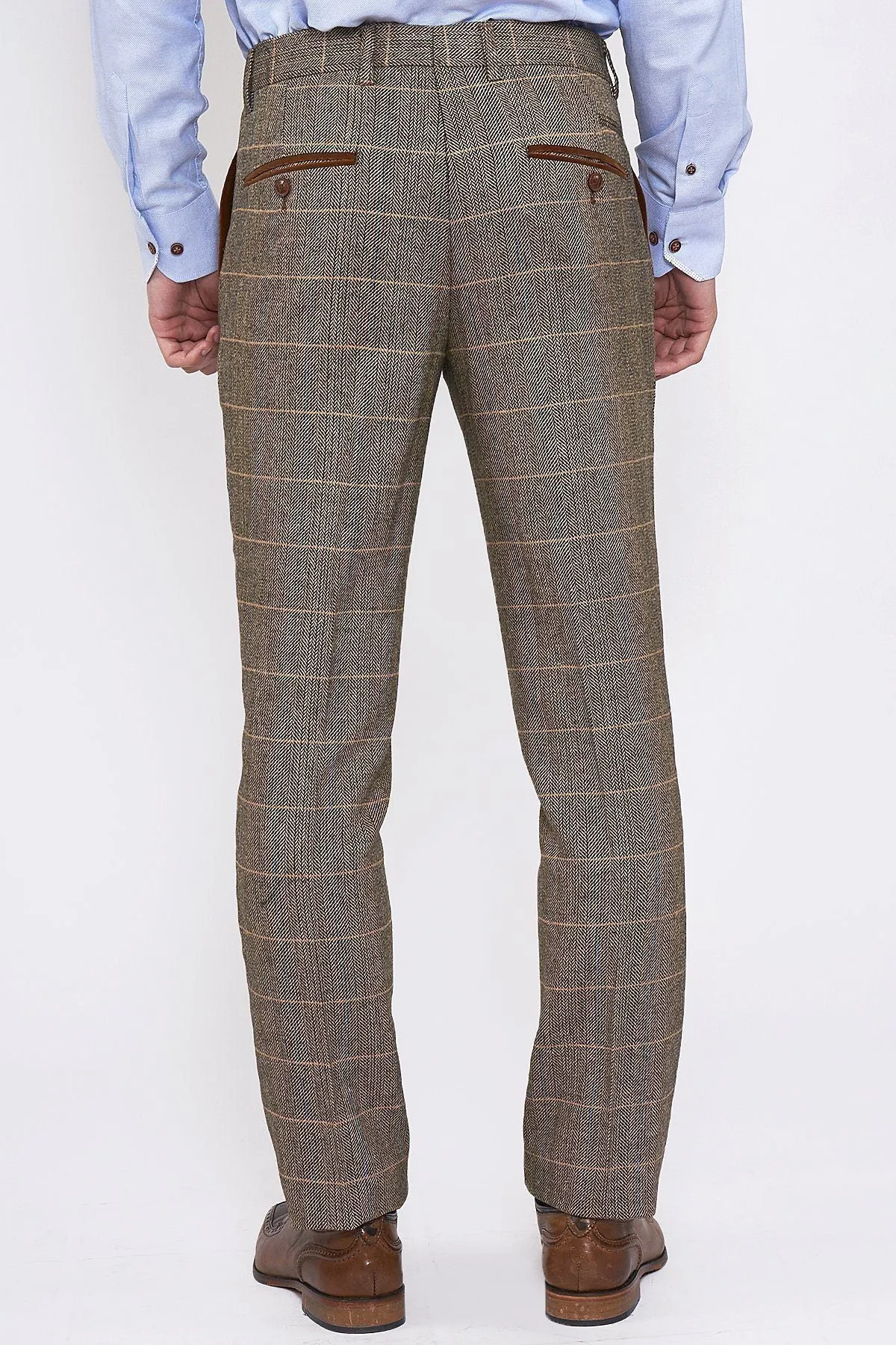 DX7 Tan Tweed Suit With Double Breasted Waistcoat | Check Suit | Office Wear | Wedding Suit