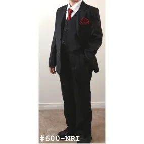 Formal Kids Wear Boys 5 Piece Black Pin Stripe Suit (Size 14)