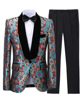 Formal Patterned 2 Pieces Mens Suit Shawl Lapel Tuxedos (Blazer Pants)