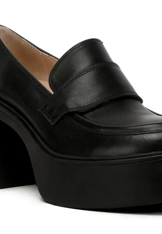 Genuine Leather Elspeth Heeled Platform Loafers