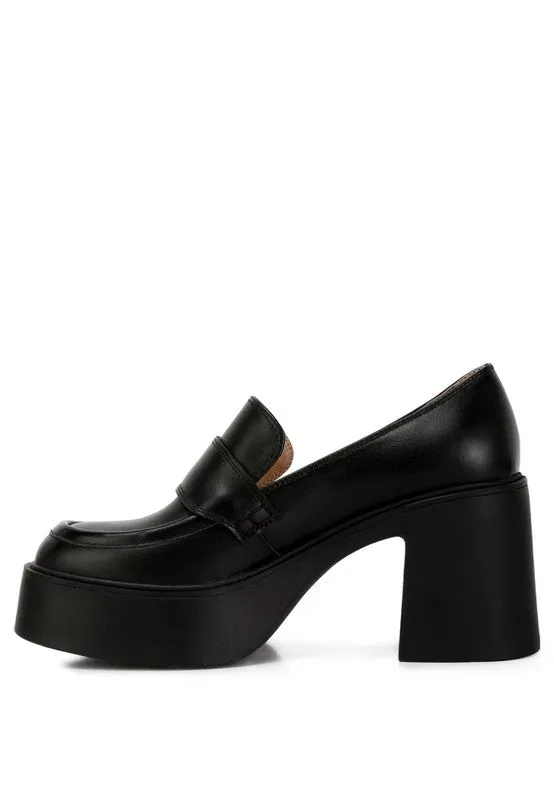 Genuine Leather Elspeth Heeled Platform Loafers