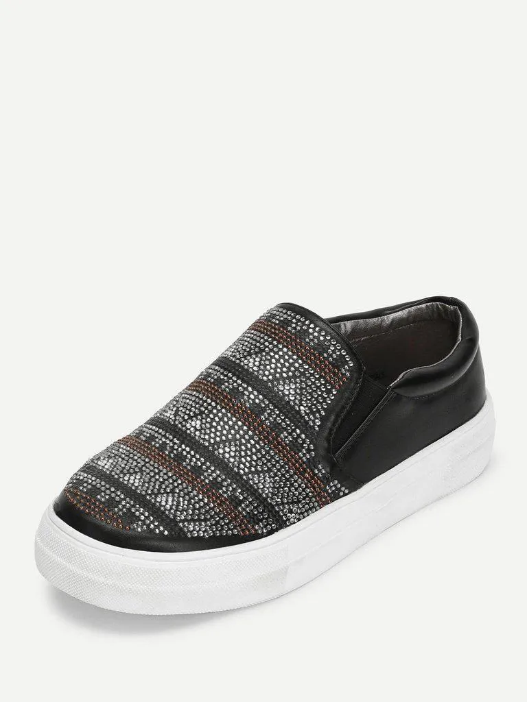 Geometric Pattern Slip On Sneakers