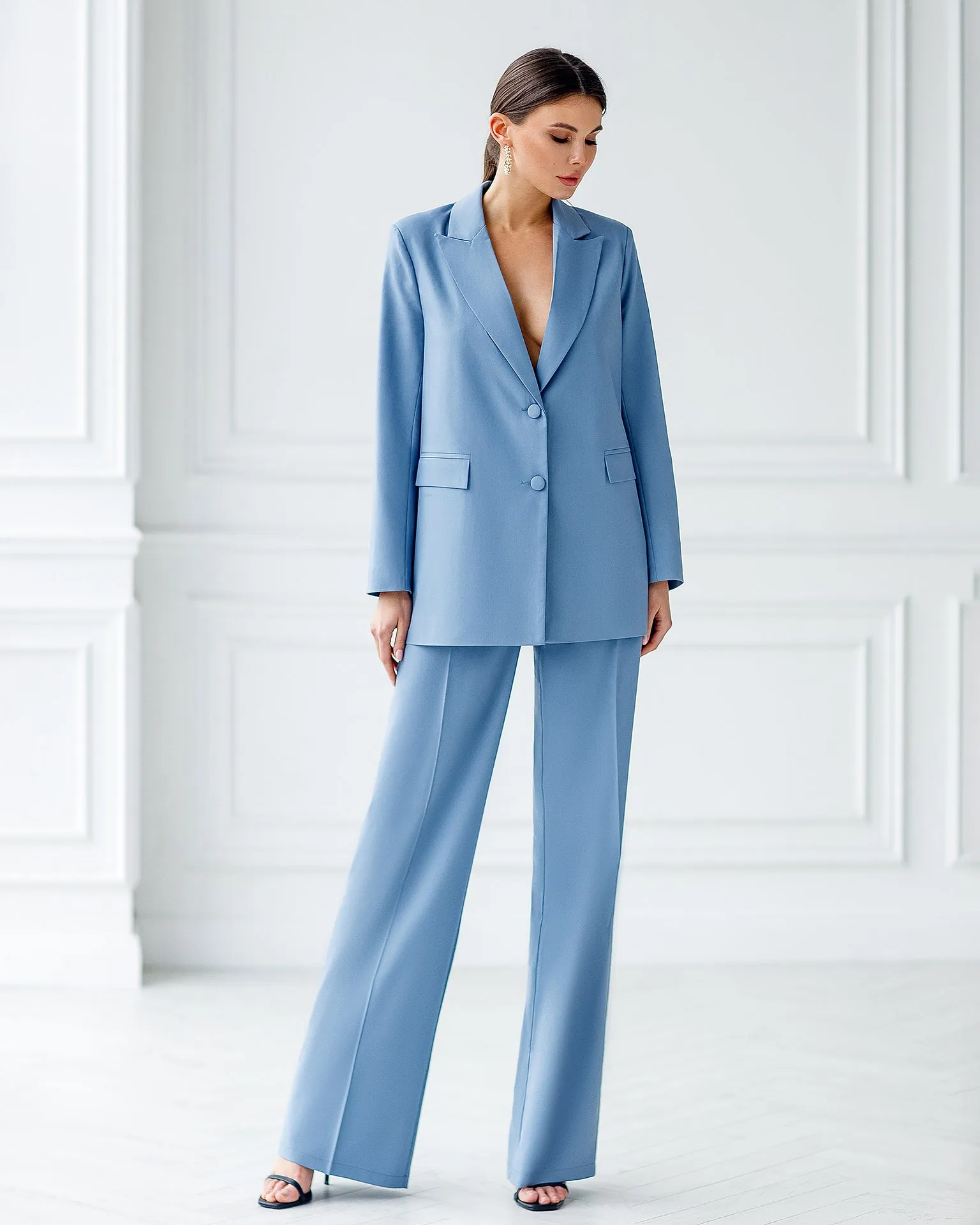 Grey-Blue Oversized 2-Piece Suit