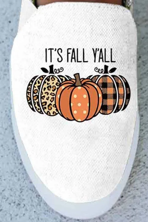 Halloween Letter Pumpkin Plaid Print Slip-on Sneakers