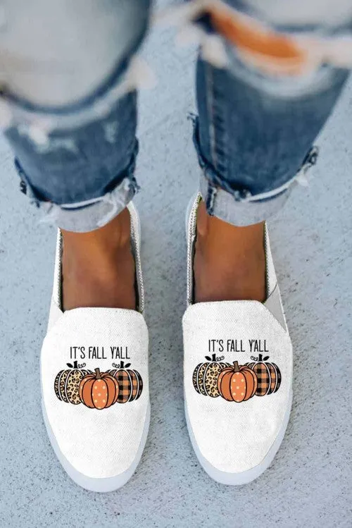 Halloween Letter Pumpkin Plaid Print Slip-on Sneakers