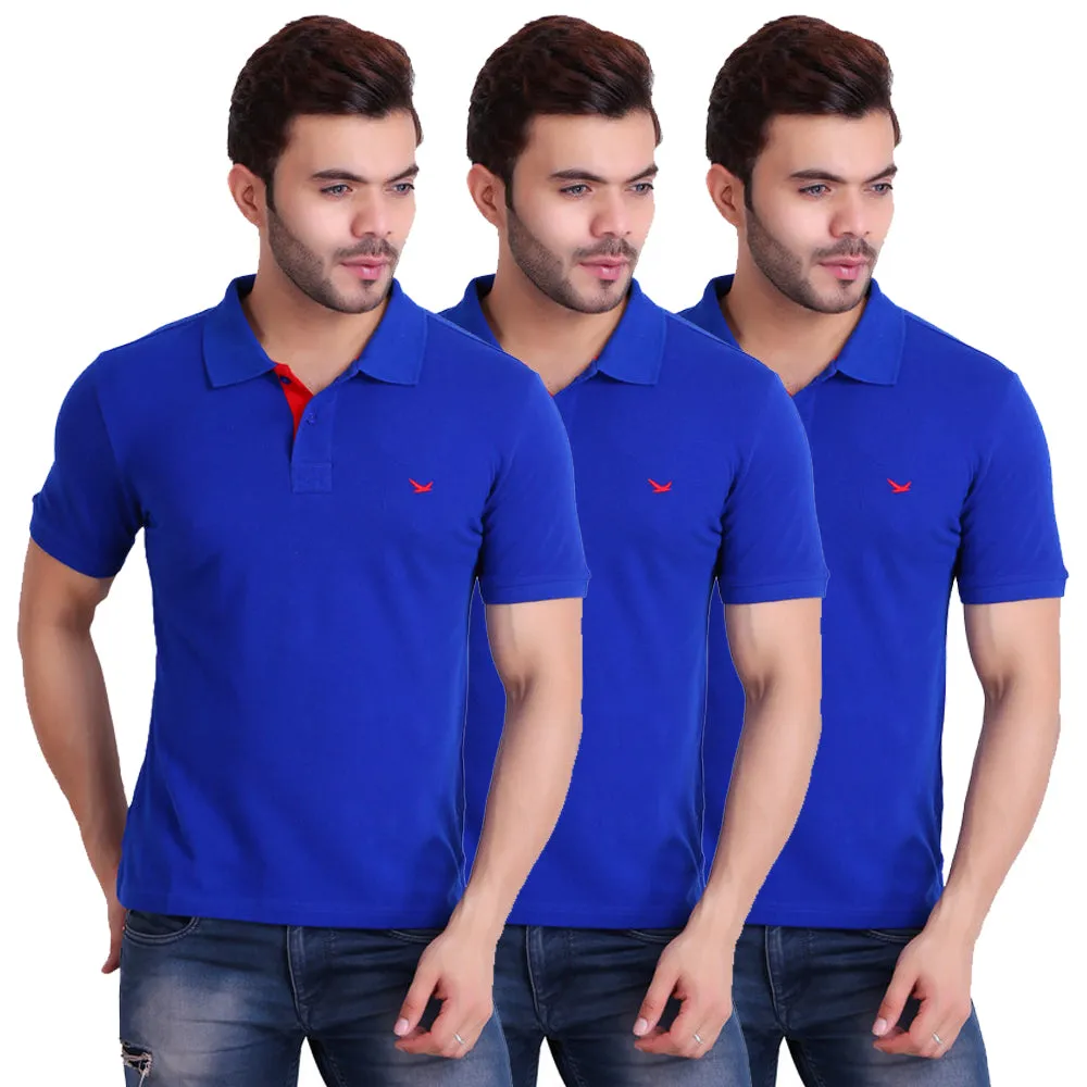 HiFlyers Men T-Shirts Polo Blue Pack Of 3