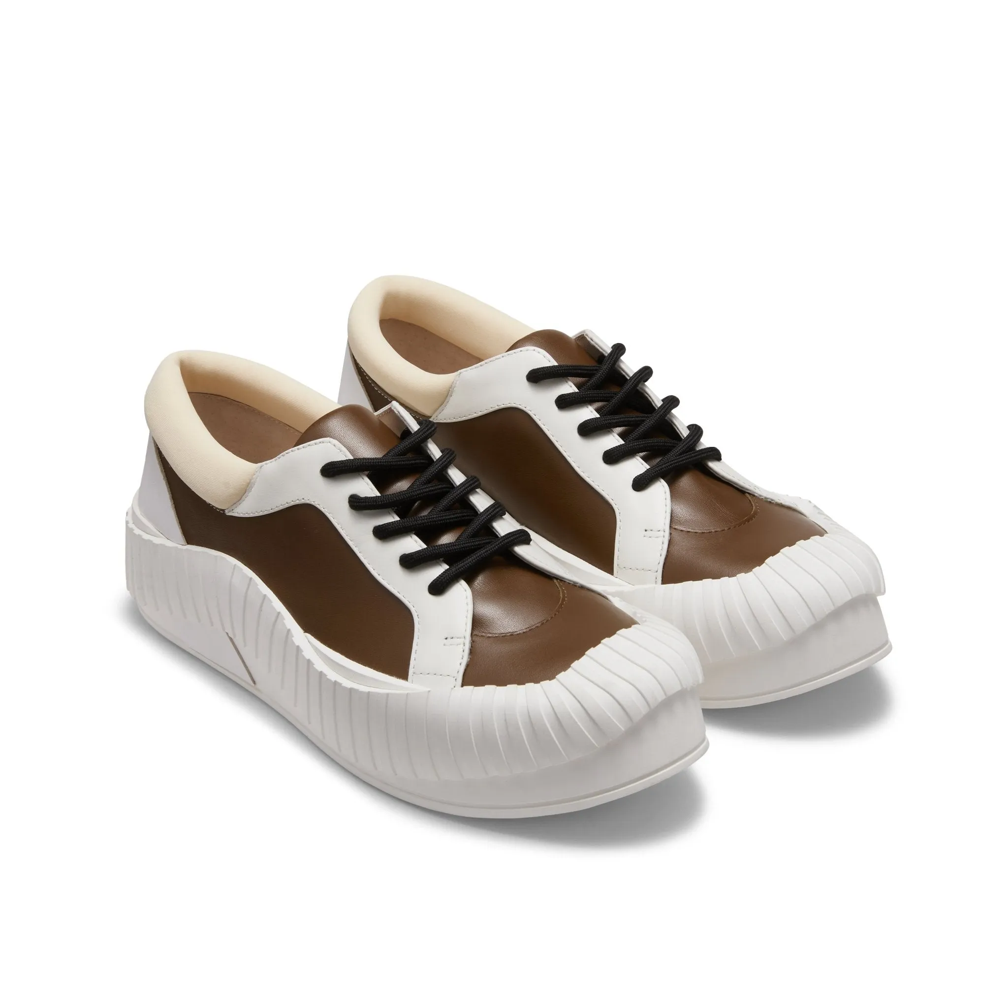 Irregular Wavy Edge Thick-soled Casual Shoes in Brown