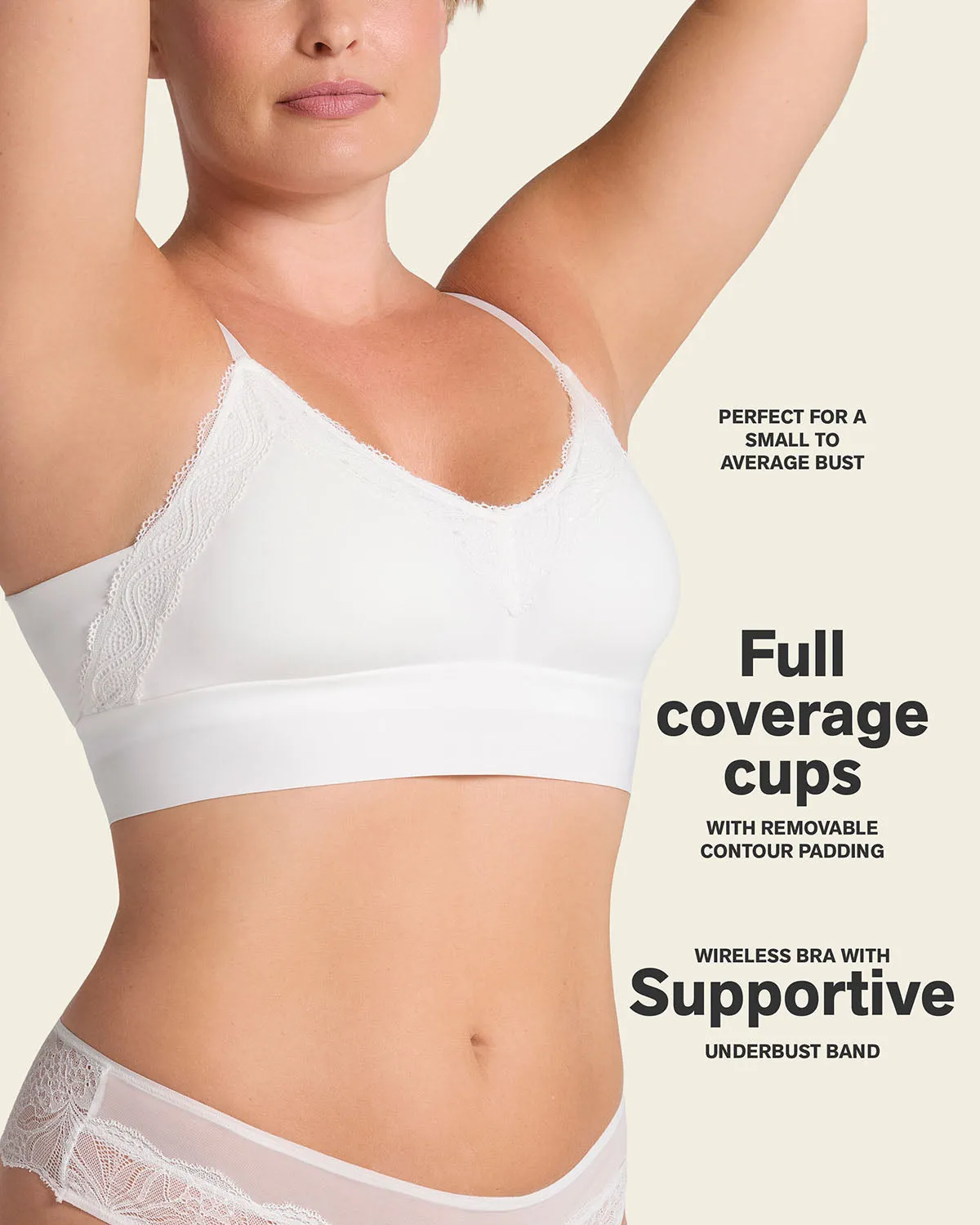 Lace Trim Soft Full Coverage Smoothing Wireless Daily Bra