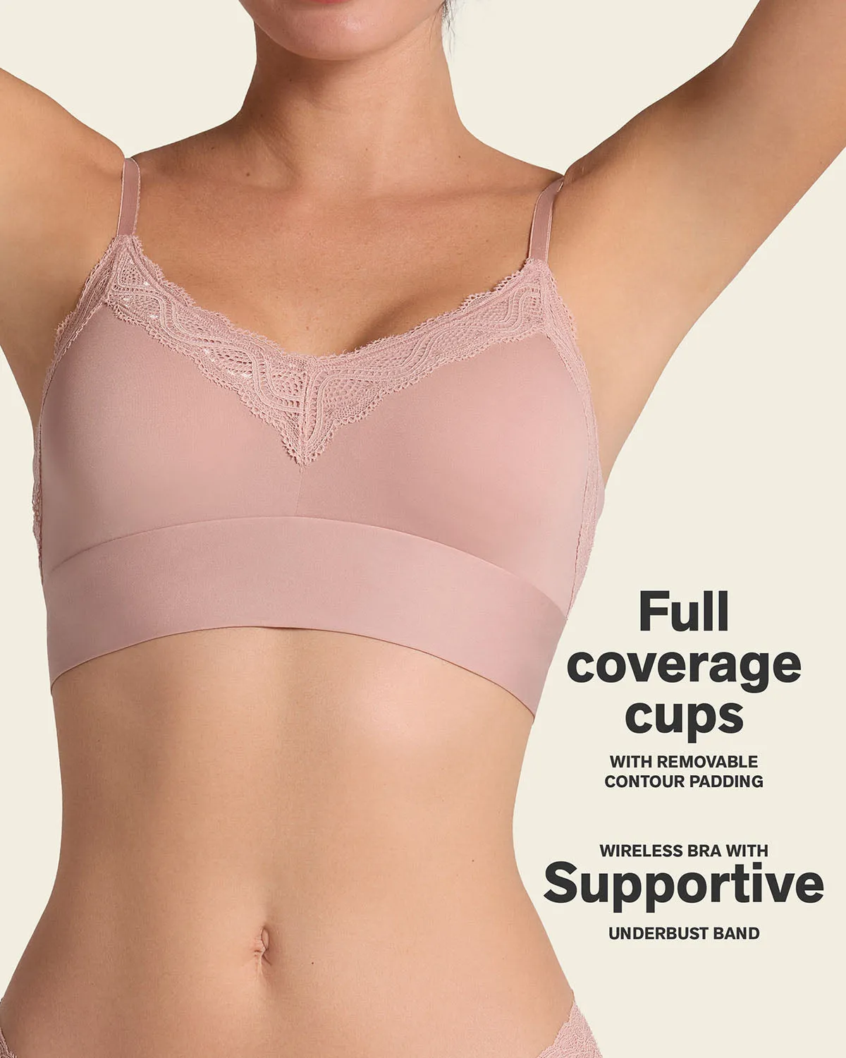 Lace Trim Soft Full Coverage Smoothing Wireless Daily Bra