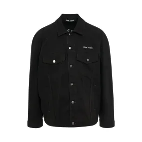 Logo Embroidered Denim Jacket in Black/White