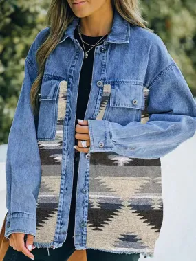 Long Sleeve Patchwork Denim Jackets