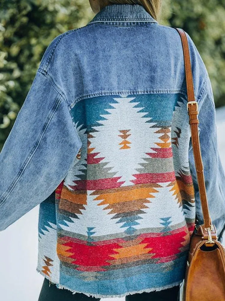 Long Sleeve Patchwork Denim Jackets