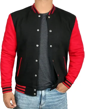 Mens Black & Red Varsity Jacket