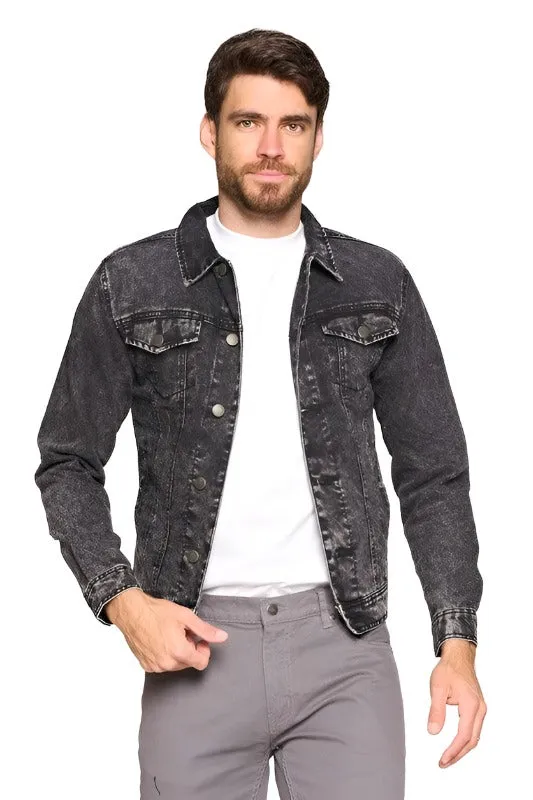 Mens Black Stonewashed Denim Jacket