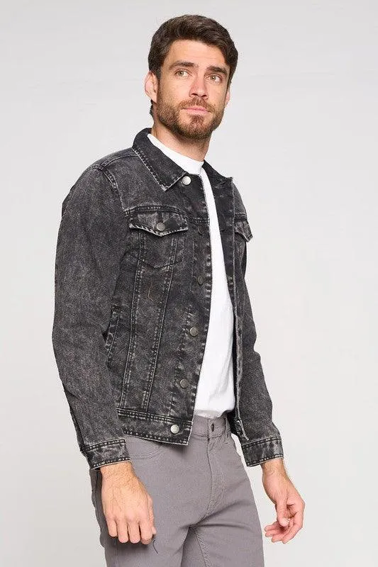 Mens Black Stonewashed Denim Jacket