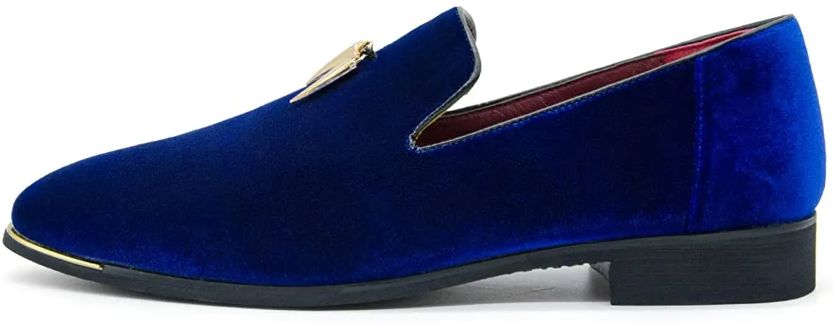 Men's Blue Velvet Slip-On Dress Penny Loafer