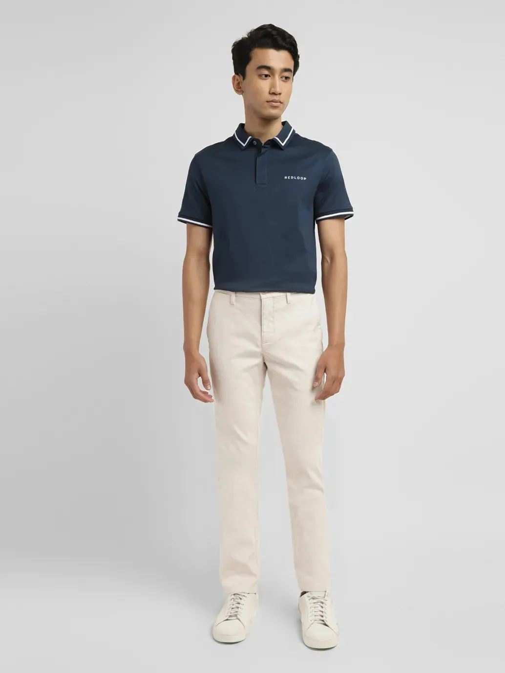 Men's Regular Fit Cream Chinos